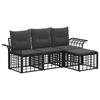 Outdoor Sofa Set 4 Pcs Black and Dark Grey Polyester