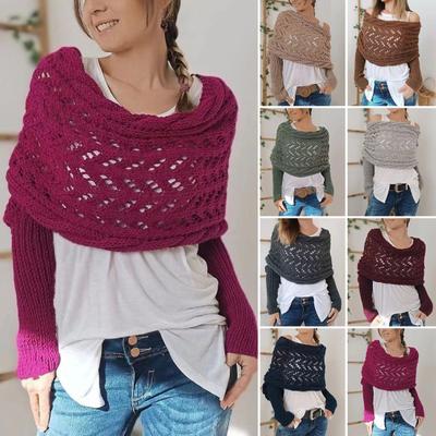 Ärmeln Schal Schal Einfarbig Hohl Twist Frauen Böhmischen Stil Wrap Geflochtene