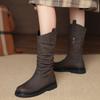 Medium Boots Children's 2025 New Popular Autumn with Winter Skirt Martin Boots Flat-bottomed Pleated Short Boots Velvet Half Boots