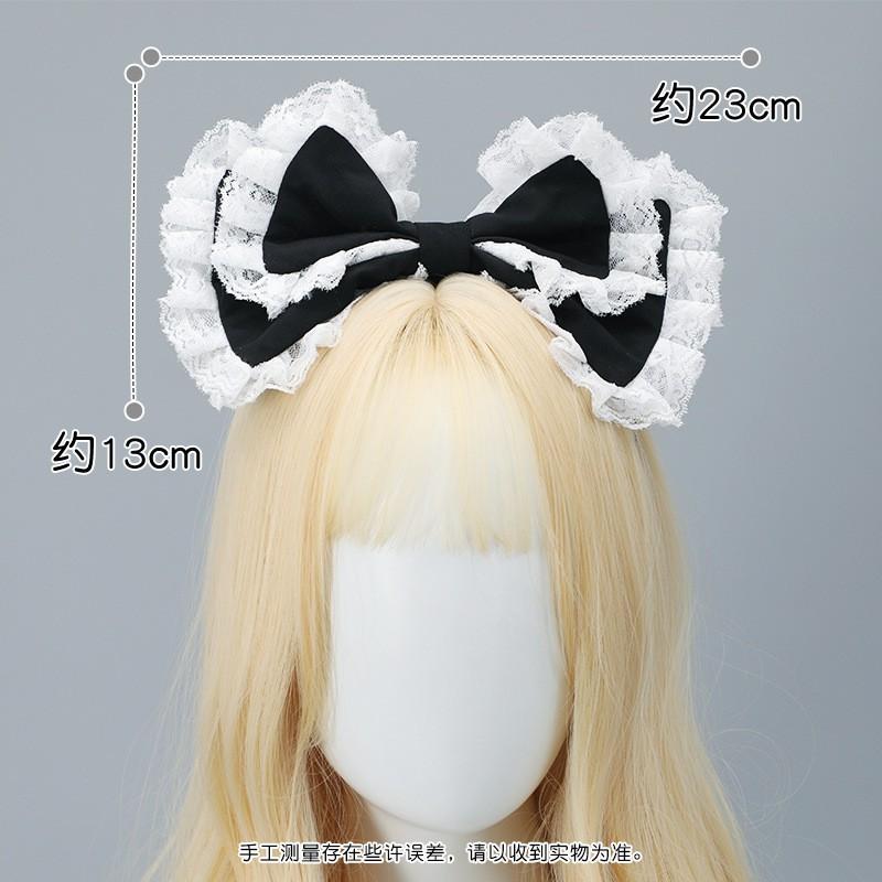 Handmade Lace Bow Hair Clip Girls Sweet Japanese Kawaii Lolita Headband Accessory In Velvet
