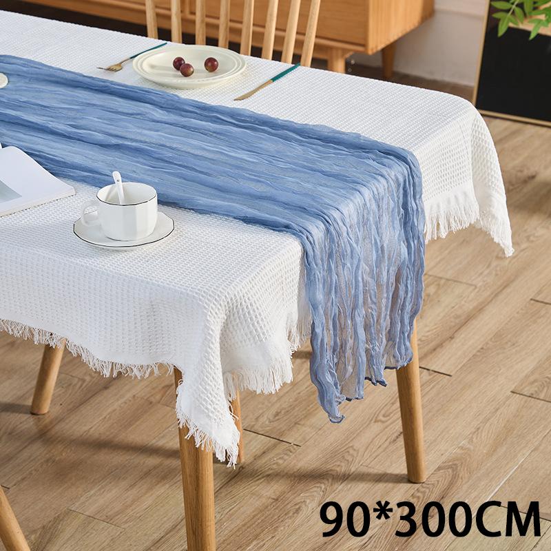 Cheesecloth Table Runner Gauze Tablecloth Semi-Sheer Crinkle Table Cover Boho-style table runner 180*90/90*340cm