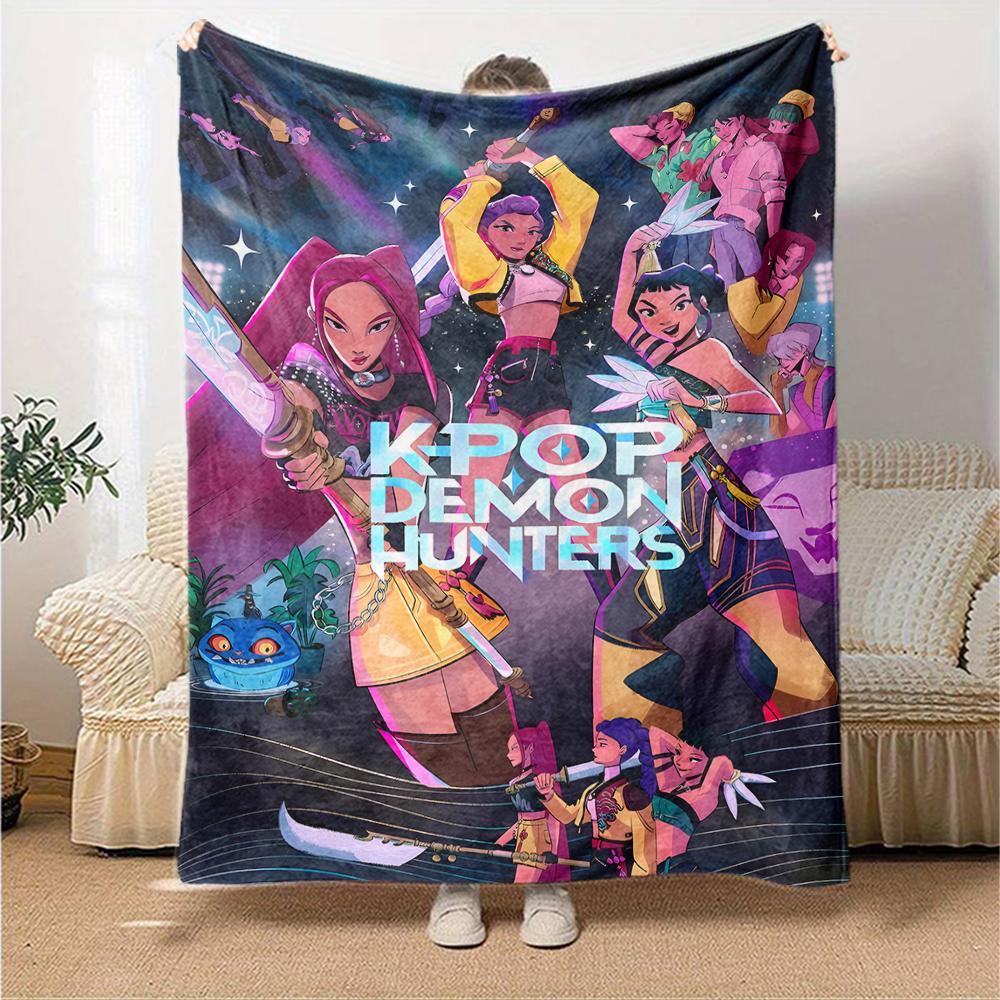 1pc KPop Demon Hunters22 Blanket, Gift, for Men and Women, Soft Blanket, Good for Sofa Bed Couch Travel, Lightweight Flannel Blanket