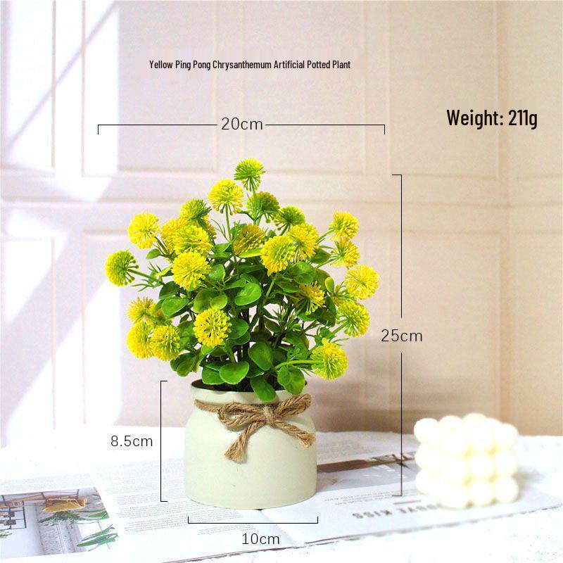 Nordic Potted Plant Ornament - Minimalist Artificial Flower Arrangement for Office & Home Decor