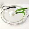 European Style Circle Shape Fruit Plate,31 cm Pearl Dot Silver Metal Cake Plate,Handheld Home Food Tray, Snack Disc Decoration