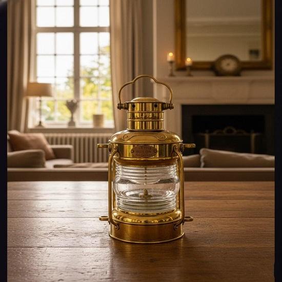 Hanging Ship Oil Lantern Anchor 35.56 Cm Brass Nautical Maritime Light Oil Lamp