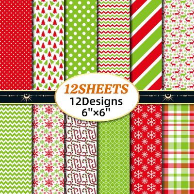 Vente chaude de bricolage 12 feuilles/paquet manuel matériel paquet couleur matériel de Noël papier scrapbooking fabrication de cartes papier de fond