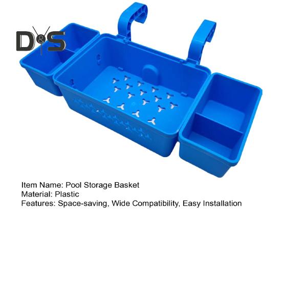 Poolside Storage Organizer with Hook Cup Holder Pool Storage Basket for Above Ground Pools Large Capacity Pool Accessories Holder for Most Frame