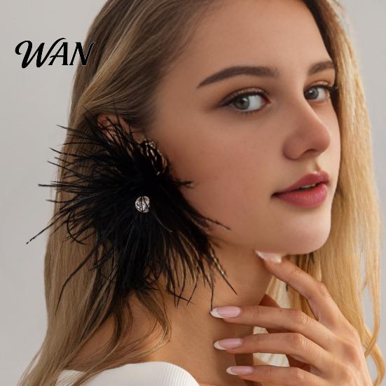 Date Night Earrings 1 Pair Feather for Women, Bohemia Tassel Rhinestone Drop Earrings, Dangle Party Jewelry Gift Wear