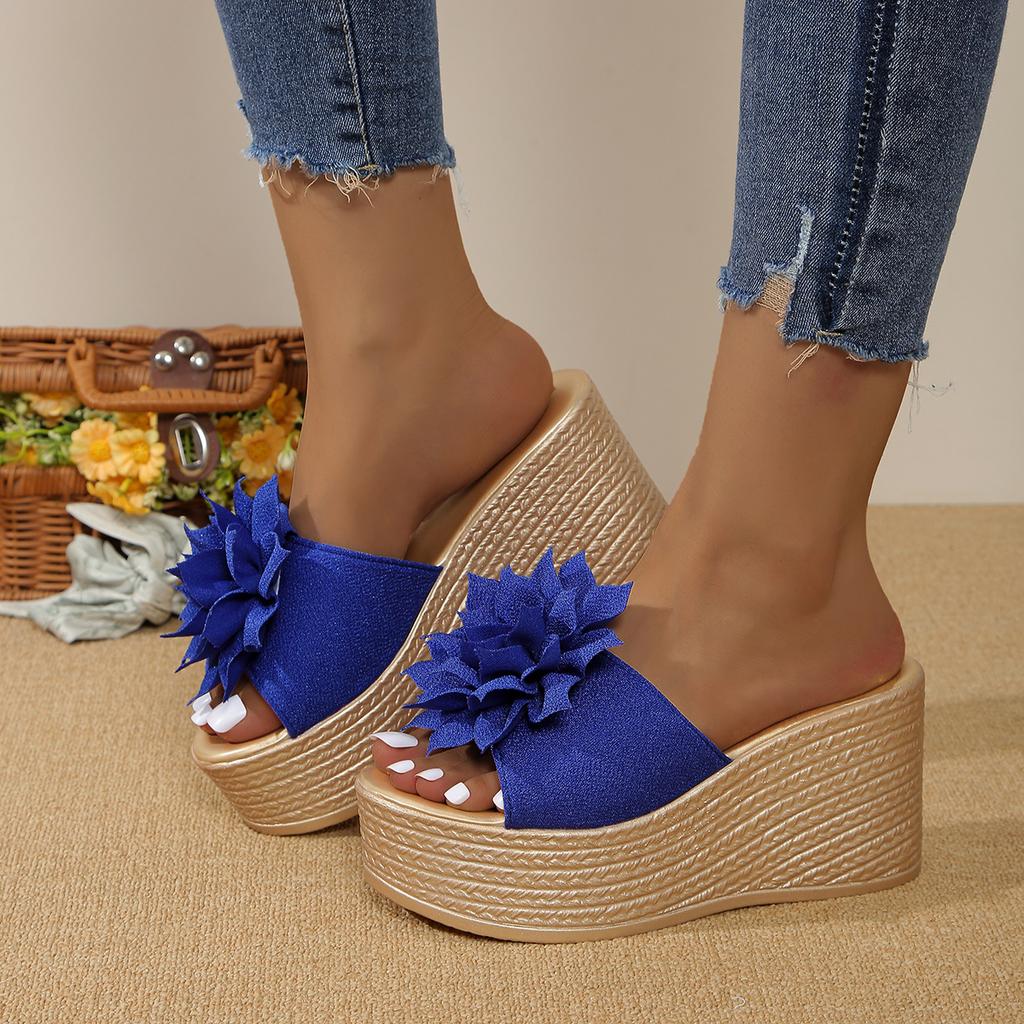 Fashion Womens Sandals Summer Open-toe High-heeled Sandals Wedges Platform Sandalias Flower Design Women Sandals Sandalias Mujer