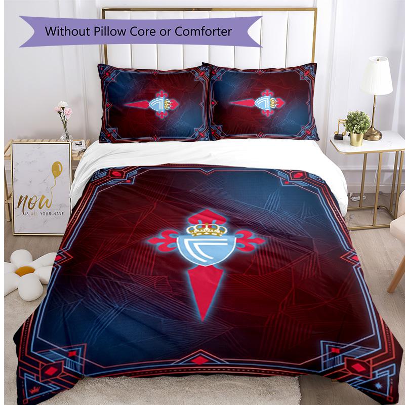Set Biancheria da Letto 3 Pezzi Stampato Celta Vigo FC Copripiumino Traspirante con Federe Biancheria da Letto Decorativa per Camera da Letto Casa