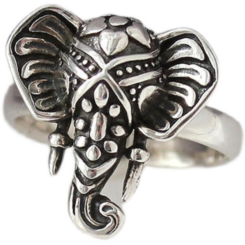 Verstellbarer Vintage Elefantenrüssel Ring in Sterling Silber für Männer Frauen Boho Retro Offener Finger