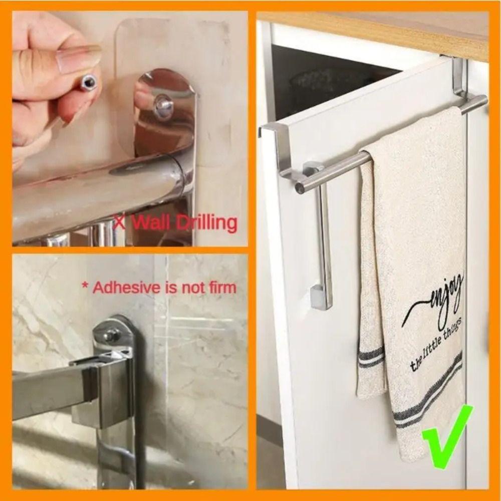 Punch-free Towel Holder Self-adhesive Towel Hanger Portable Towel Rack Bathroom Organizer