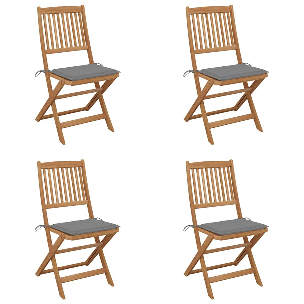 Folding Garden Chairs Set of 4 with Cushions Acacia Wood