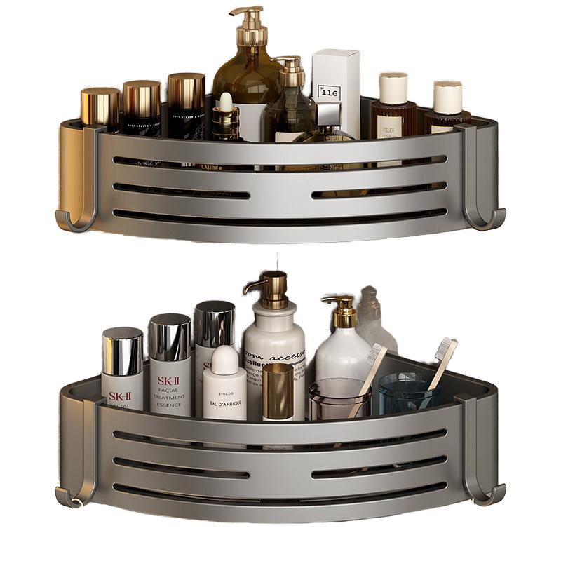 Hole-free Corner Bathroom Storage Rack Self-adhesive Aluminum Alloy Hotel Storage Rack for Shower Wall Modern Design Durable