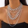 Thick Layering Cuban Link Chain Necklace Punk Neckchain Jewelry For Women Alloy Daily Wear Night Out