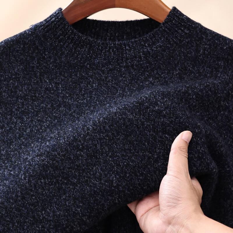Hengyuanxiang Herren Pullover 100% Reine Wolle Grobstrick Rundhals