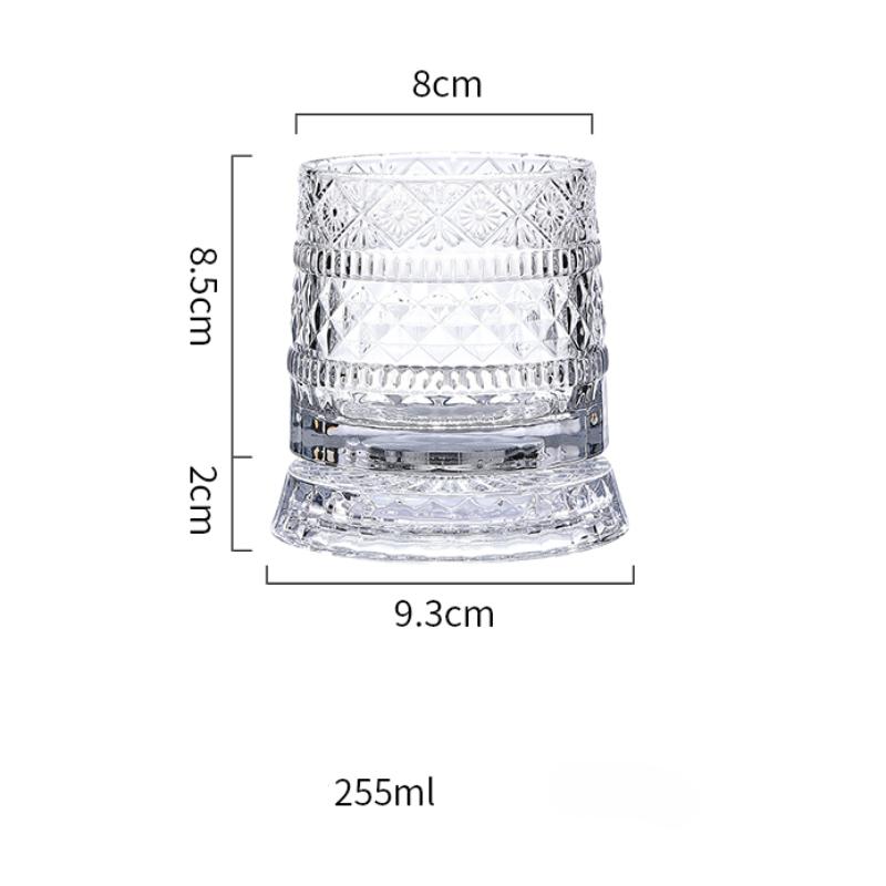 255 ML Whiskey Glass Design Niche Transparent Wine Glass Household Heat-resistant Rotatable Beer Cup Party Drinkware