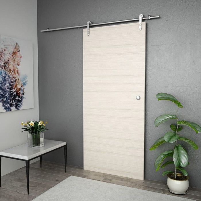 VidaXL Kit fixation porte coulissante 183 cm Acier inoxydable Argenté