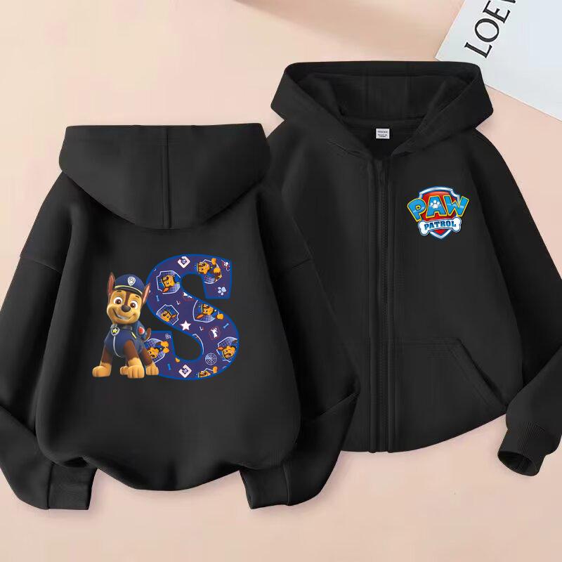 PAW Patrol Child Cardigan Hooded Jacket Cartoon Chase Letters A-Z Printed Polyester Outerwear Summer Casual Clothing Kids Gifts