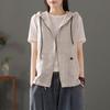 Women S Casual Linen Blend Hooded Sleeveless Zip Up Vest