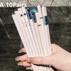 5/10Pairs White Gold Chopsticks Set Healthy Korean Sushi Sticks Chopsticks Reusable Non-Slip Chopsticks For Party Hotel Restaura