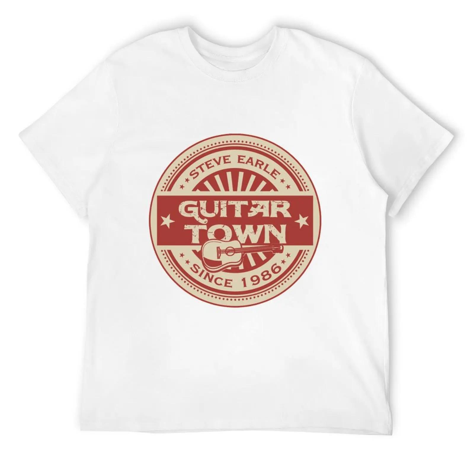 Футболка Steve Earle - Guitar Town, одежда в стиле хиппи, кавайная одежда, футболка с коротким рукавом для мужчин S