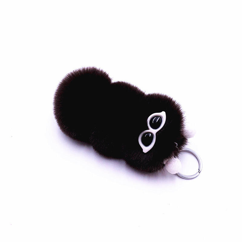 Hip Pom Pom Soft Long Fur Doll Sunglasses Keychain