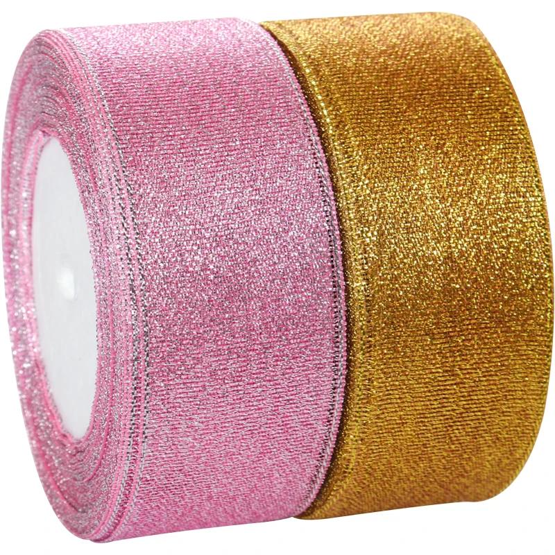 25Yards 40mm Glitter Ribbon Crafts Bow Handmade Gift Wrap Flower Hair Accessories Gift Baking Packaging Color DIY Decorative