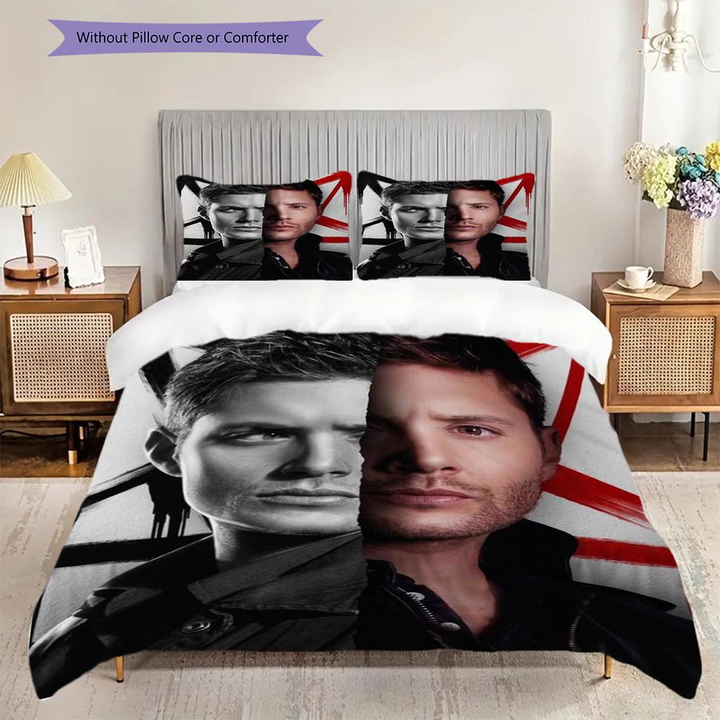 Supernatural Legacy Seasons Mystery Magic Three-piece Set (1 * Duvet Cover + 2 * Pillowcase, Without Core) 2D Flat Christmas Birthday Gift