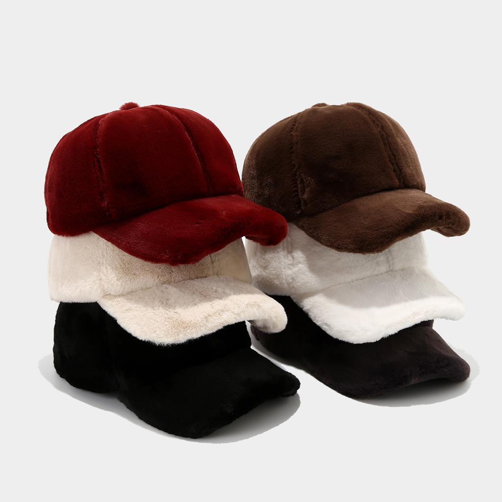 Winter Hats For Women Men Unisex Casual Plush Faux Fur Baseball Cap Solid Color Keep Warm Adjustable Dad Hat New Snapback