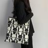 Cute Rabbit Canvas Women's Shoulder Shopping Bag Large Capacity Handbags Girl Student Class Zipper Korean Tote Shopper Fashion