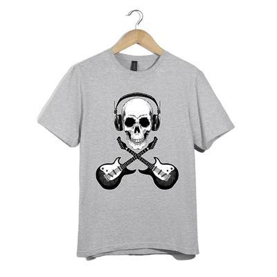 Rock Skull Headphones Guitar T-Shirt – Punk Rock Music Skull Tee Vintage Style