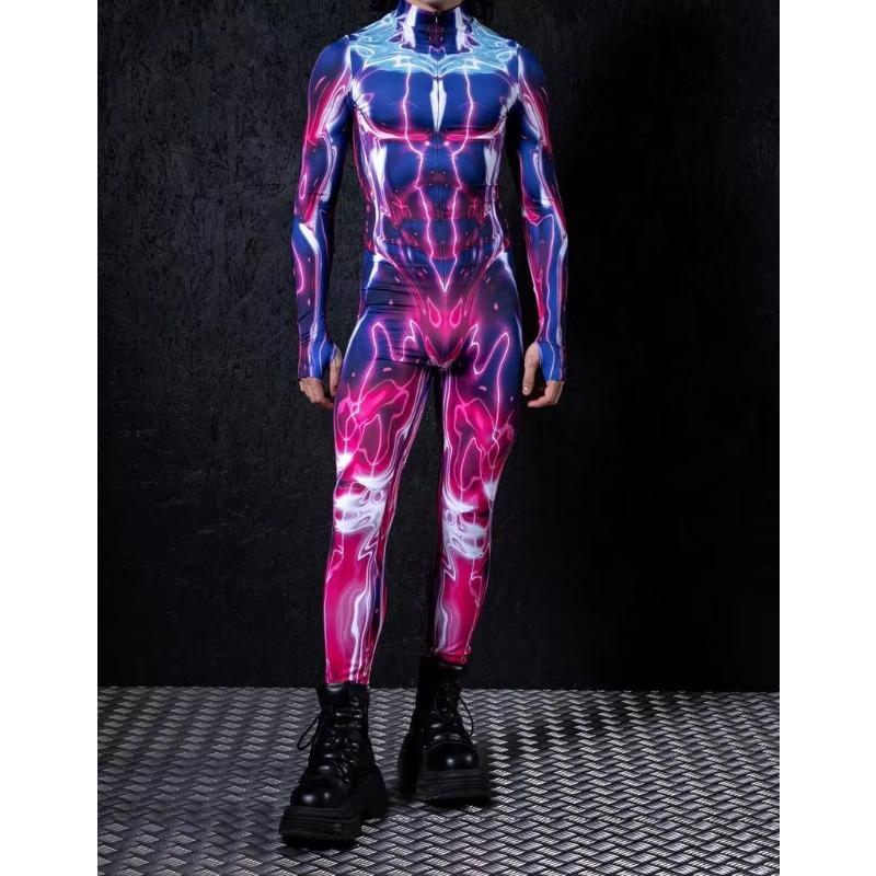 

Колготки на Хэллоуин с 3D-цифровой печатью для взрослых, цельный костюм для косплея, мужской сценический комбинезон для танцевальной вечеринки XXXXL