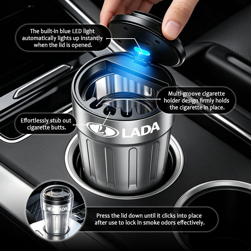 Car Ashtray Creative Coffee Cup With Lid LED Light Garbage Storage Container For Lada Niva Priora 4x4 Urban Vesta Granta Riva PP28