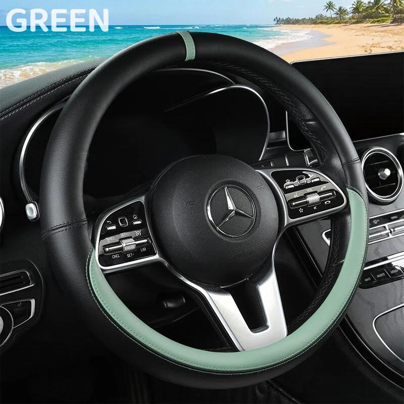 Napa Leather Steering Wheel Cover Non-Slip Inside, Universal 15 Inch for Car, All Season & Wear-Resistant