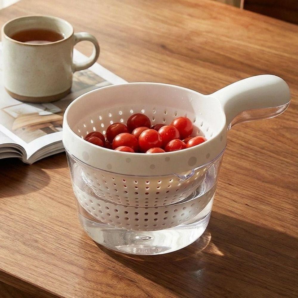 Detachable Double Drain Basket with Handle 2 In 1 Vegetable Washing Bowl Drainage Basket  Household