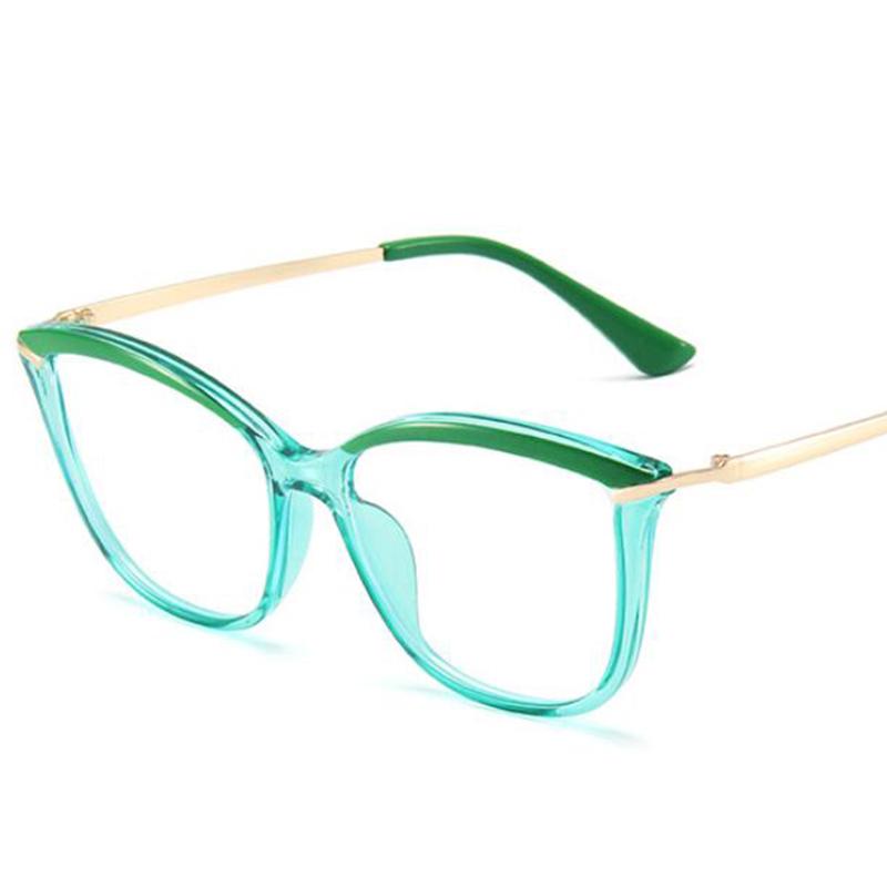 Fashion Green Cat Eye Women's Glasses Minus -2 -3 -6 TR90 Clear Lens Computer Eyeglasses New Anti Blue Light Myopia Glasses