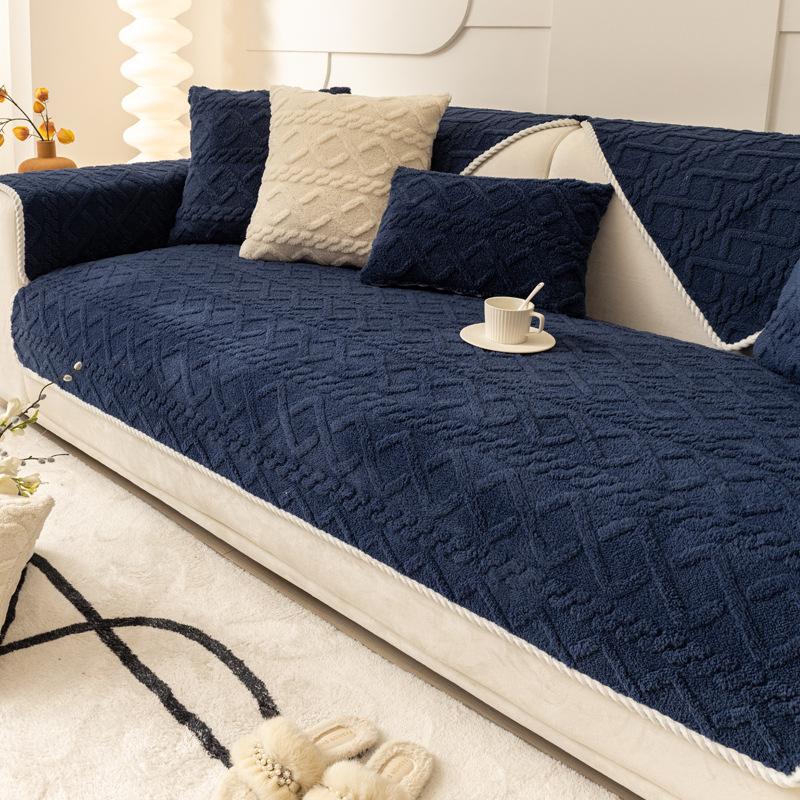 Winter Plush Leather Sofa Cushion Winter Thickened Cushion Non-Slip High-End Fabric Sofa Cover Cover Towel