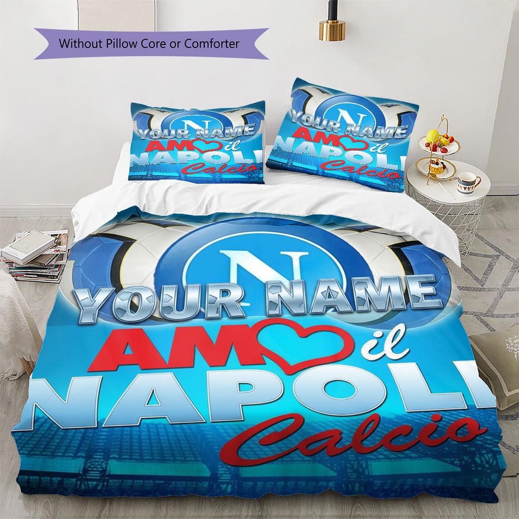 SSC Napoli Custom Name Pattern Bedding,Quilt Set Quilt Cover Pillowcase Home Birthday Gift(1 * duvet cover + 2 * pillowcase, without core)