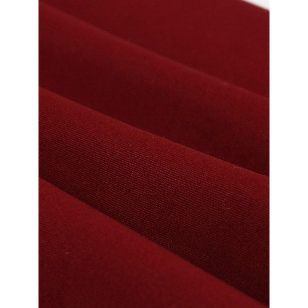 GMXIA Vintage Women's Bow Tie Tie Matching Wine Red Cotton Swing Mid-length Dress