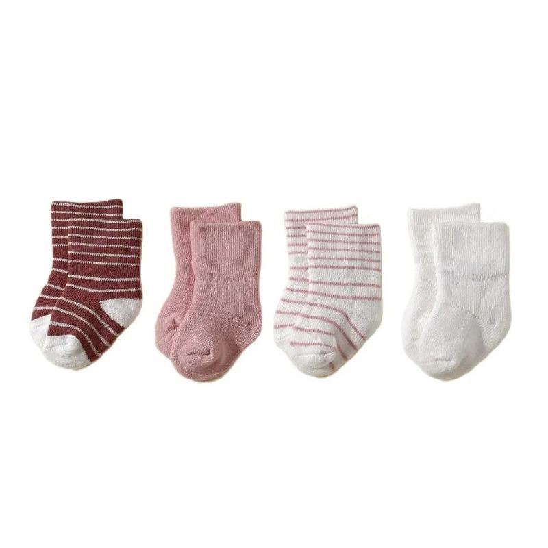 4 Pairs Baby Socks 0-12 Months, Non-Slip Infant Soft Socks for Boys and Girls, Newborn Baby Cute Ankle Socks Spring and Autumn