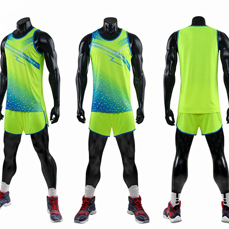 Fashion Men Women Vest+Shorts Breathable Track Field Competition Sportswear Sprint Running Suit Marathon Clothes Running Sets