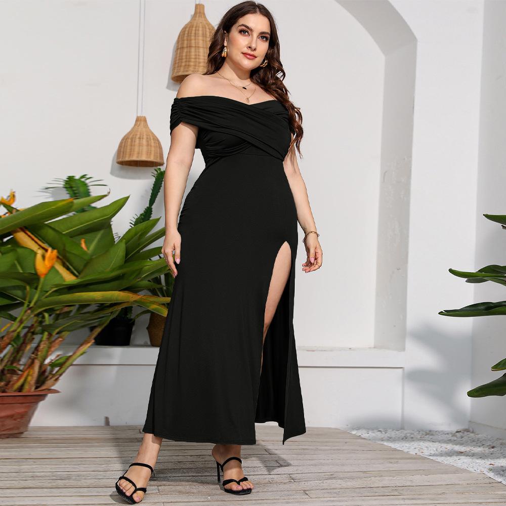 Letní dámské šaty velké velikosti bez ramínek Temperamentní francouzské dlouhé šaty