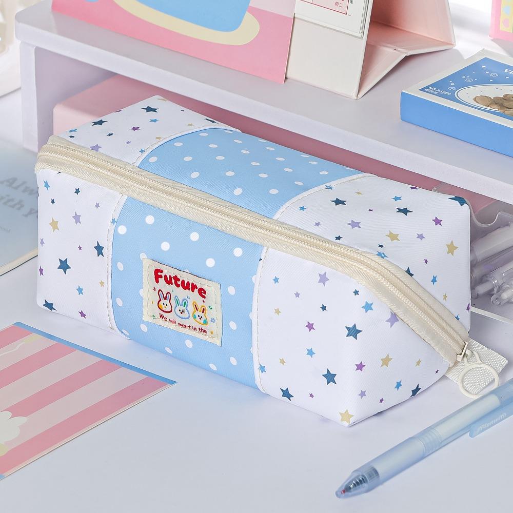

with Multi Compartments Pencil Case Dopamine Color Stationery Bag School Office білий/синій