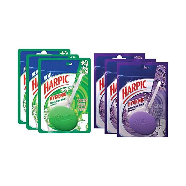 

Harpic Hygiene Toilet Rim Block, Jasmine - 26 г (Упаковка з 3 штук) & Лаванда - 26 г (Упаковка з 3 штук)