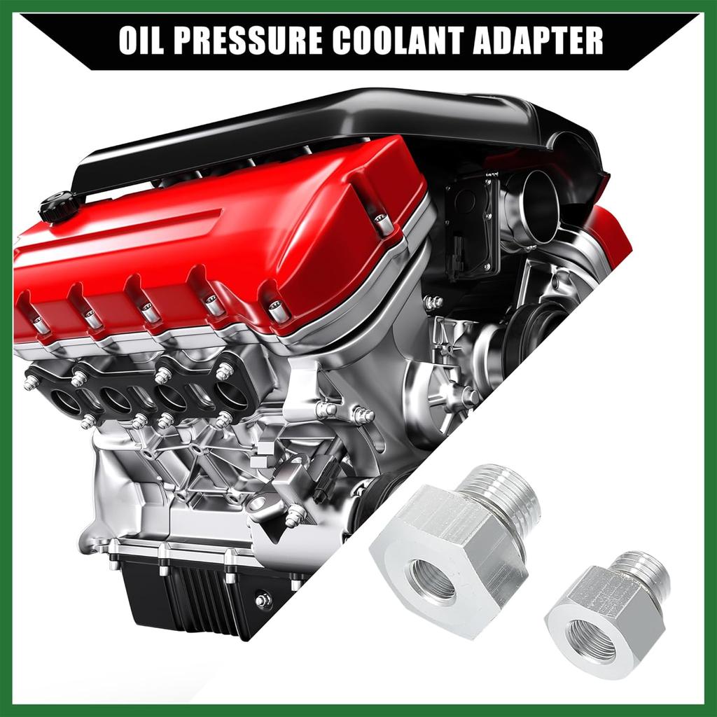 Motoforti Oil Pressure Coolant Adapter Fitting Sensor Adapter for LS Series Engine/Front/Oil Pressure Sensor Adapter/Durable / 1 Set/Silver Tone