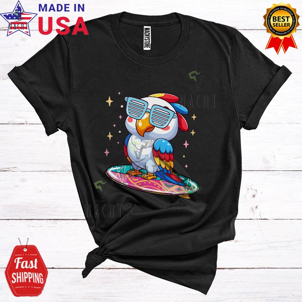 

Cute Parrot Playing Surfing Board, Humorous Surfing Surfer, Animal Bird T-Shirt 4XL