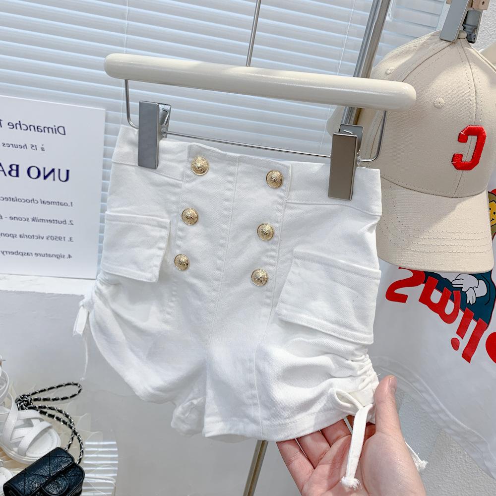 

Девичьи джинсовые шорты летние на кулиске тонкие детские шорты 90 белый