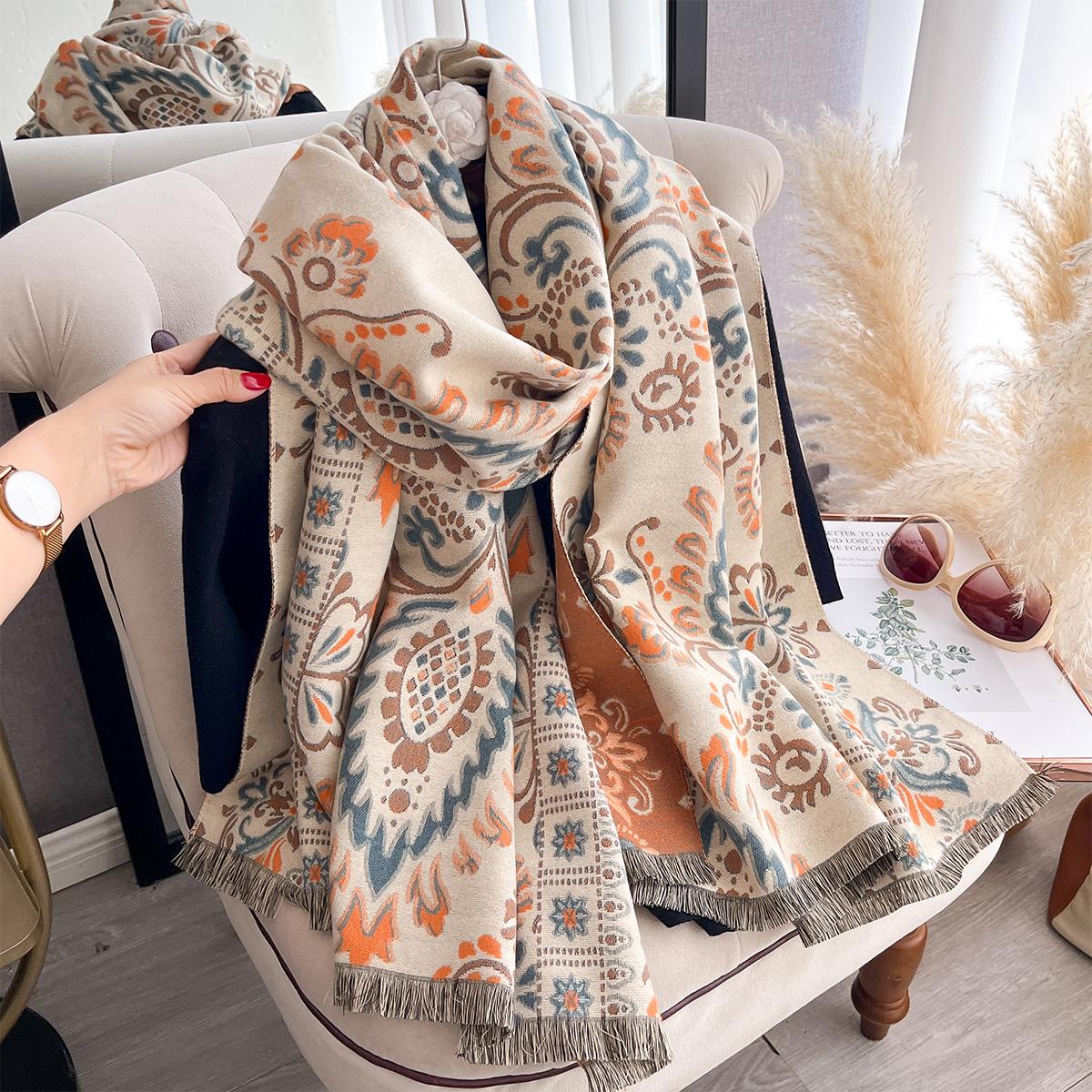 Роскошный женский шарф - Весенне-летний пляжный солнцезащитный и праздничный шаль, Высококачественный китайский шелковый принт Хиджаб