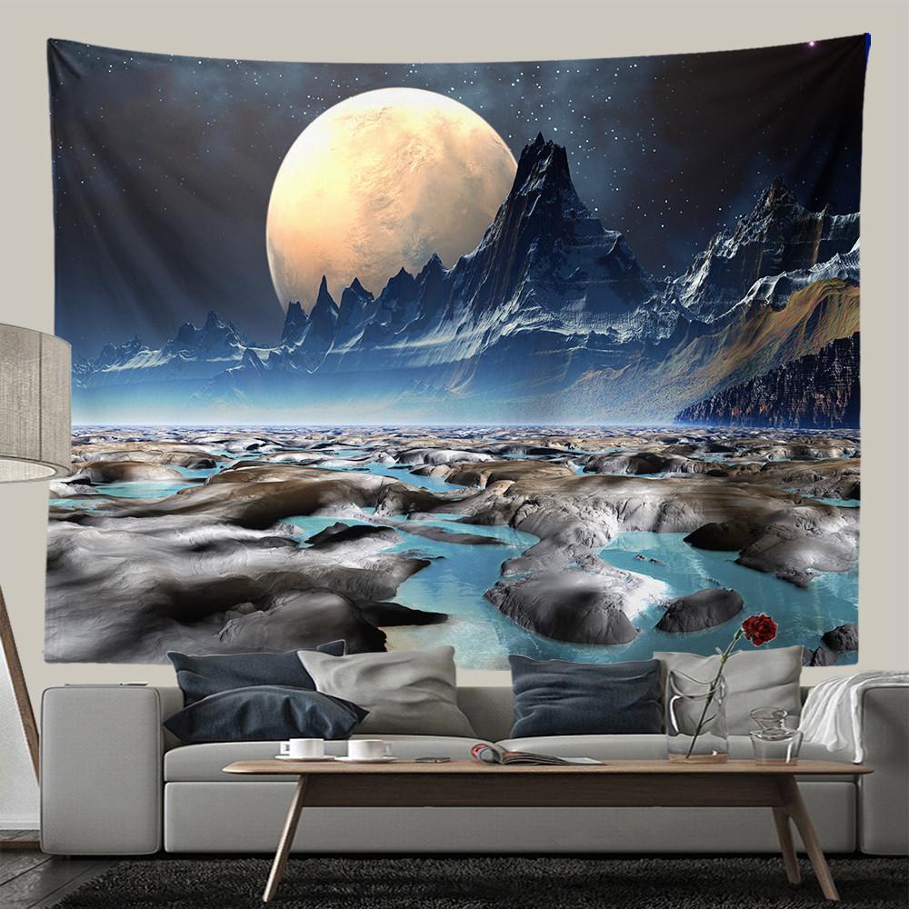 Purple Planet Tapestry Wall Hanging Hippie Room Decor Galaxy Space Wall Tapestry Aesthetic Bedroom Living Room Decor